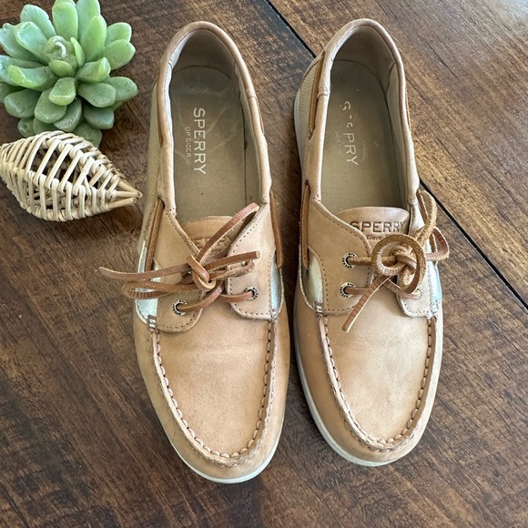 Sperry | Coastfish Boat Shoe, Tan & Metallic - Picture 2 of 7